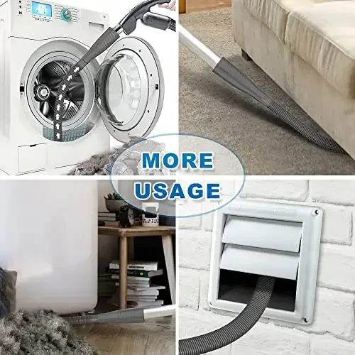 Sealegend 2 PCS Dryer Vent Cleaner Kit with Guide Wire Vacuum Hose AttacModazoneent Brush Lint Remover Power Washer and Dryer Vent Vacuum Hose Black - SEALEGEND (1)