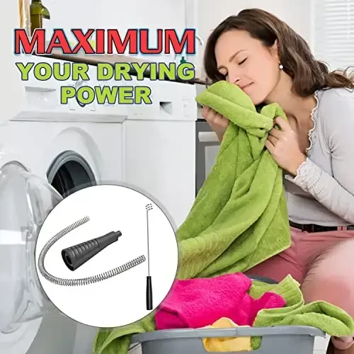 Sealegend 2 PCS Dryer Vent Cleaner Kit with Guide Wire Vacuum Hose AttacModazoneent Brush Lint Remover Power Washer and Dryer Vent Vacuum Hose Black - 6