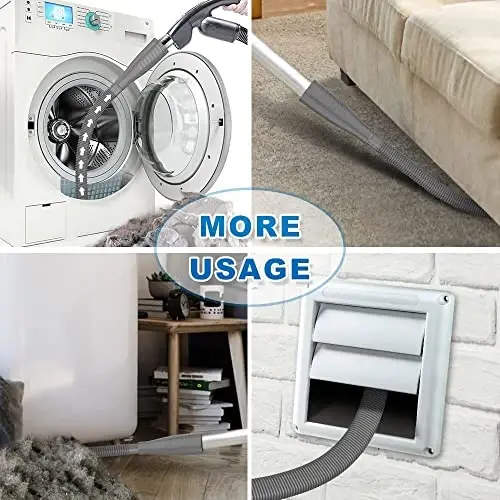 Sealegend 2PCS Dryer Vent Cleaner Kit with Guide Wire Vacuum Hose AttacModazoneent Brush Lint Remover Power Washer and Dryer Vent Vacuum Hose Grey - 2