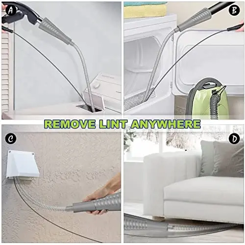 Sealegend 2PCS Dryer Vent Cleaner Kit with Guide Wire Vacuum Hose AttacModazoneent Brush Lint Remover Power Washer and Dryer Vent Vacuum Hose Grey - 3