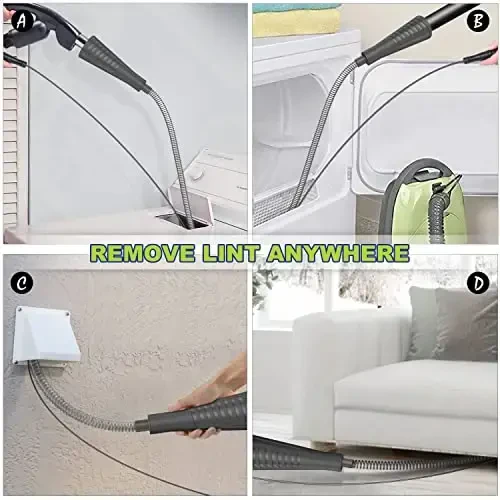 Sealegend 2 PCS Dryer Vent Cleaner Kit with Guide Wire Vacuum Hose AttacModazoneent Brush Lint Remover Power Washer and Dryer Vent Vacuum Hose Black - 3