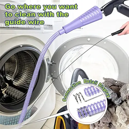 Sealegend 2 Pack Dryer Vent Cleaner Kit Vacuum Hose AttacModazoneent, Dryer Lint Cleaner Kit Lint Remover Tools Hoses with Adapter (Purple) - 2