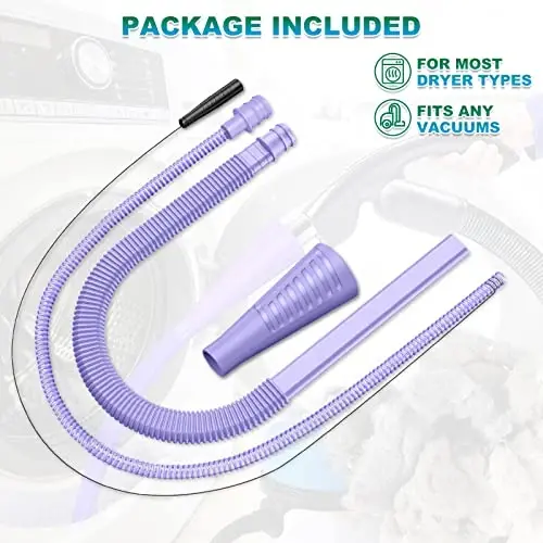 Sealegend 2 Pack Dryer Vent Cleaner Kit Vacuum Hose AttacModazoneent, Dryer Lint Cleaner Kit Lint Remover Tools Hoses with Adapter (Purple) - 5