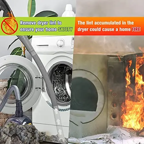 Sealegend 2PCS Quritgich shamollatish tozalagich to'plami yo'riqnoma simli vakuum shlangi AttacModazoneent cho'tkasi tuklarni tozalash moslamasi yuqori bosimli yuvish mashinasi va quritgich shamollatish vakuum shlangi kulrang - 6