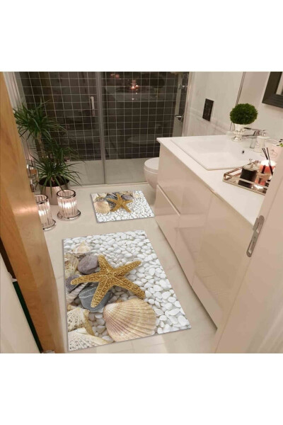 Seashell Starfish Digital Printed Bath Mat Set - 2