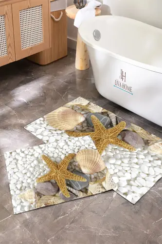 Seashell Starfish Digital Printed Bath Mat Set - LIVA HOME (1)