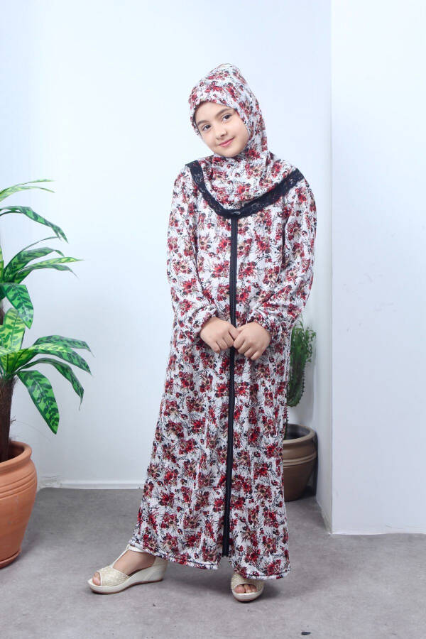 Seasonal Children's Prayer Dress with Floral Pattern, Young Ferace, Non-Sweaty Prayer Outfit - 3
