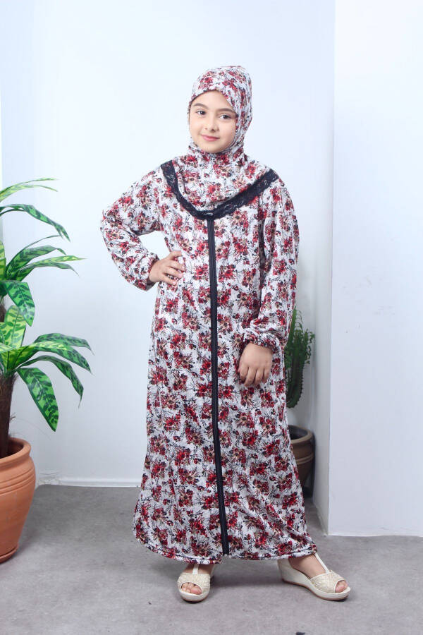 Seasonal Children's Prayer Dress with Floral Pattern, Young Ferace, Non-Sweaty Prayer Outfit - 4