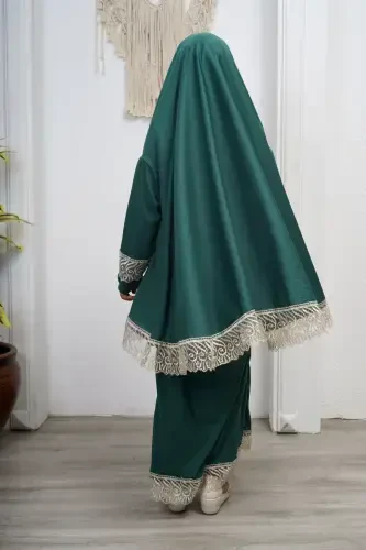 Seasonal Girls Prayer Dress, Young Abaya, Non-Sweating Prayer Clothes-green - 2