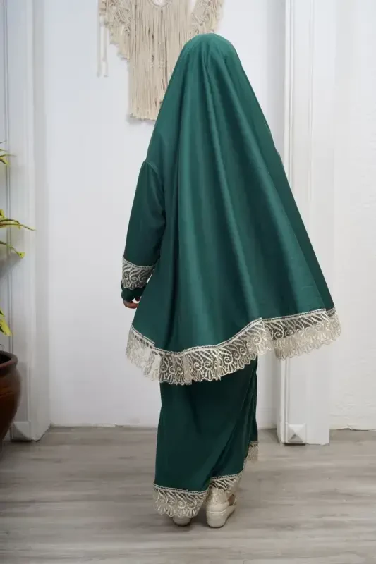 Seasonal Girls Prayer Dress, Young Abaya, Non-Sweating Prayer Clothes-green - 2