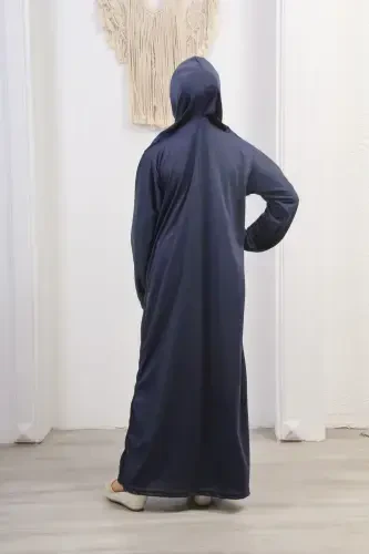 Seasonal Kids Prayer Dress, Young Abaya, Non-Sweating Prayer Outfit-navy blue - 4