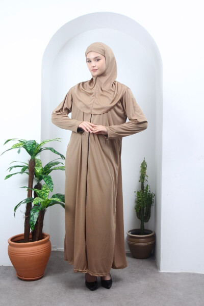 Seasonal One-Piece Headscarf Women's Prayer Dress Solid Color, Prayer Outfit, Flowy Ferace - 3