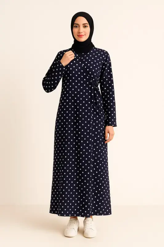 Seasonal Prayer Dress with Side Tie, Polka Dot - 1