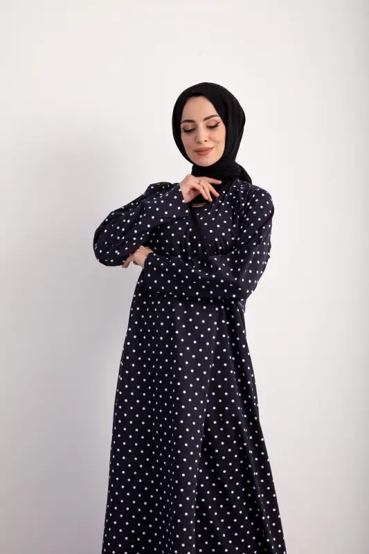 Seasonal Prayer Dress with Side Tie, Polka Dot - KUTAY COLLECTION