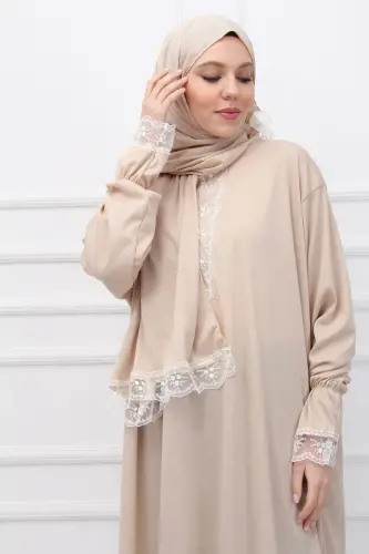 Seasonal Self-Headscarf Lace Women's Prayer Dress, Non-Sweating Prayer Outfit - 6