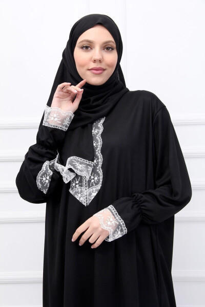 Seasonal Self-Veiled Lace Women's Prayer Dress, Non-Sweating Prayer Outfit - 3