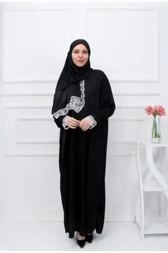 Seasonal Self-Veiled Lace Women's Prayer Dress, Non-Sweating Prayer Outfit - 4