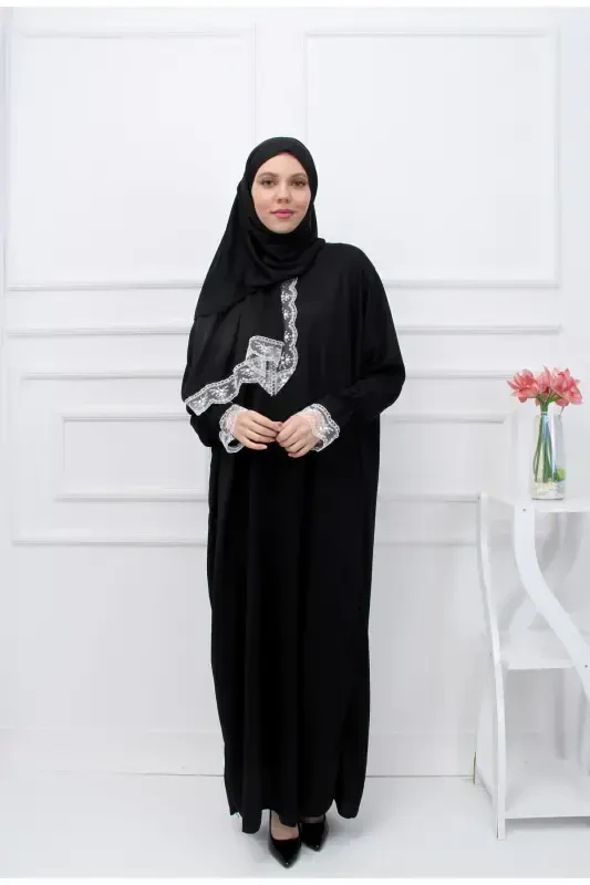 Seasonal Self-Veiled Lace Women's Prayer Dress, Non-Sweating Prayer Outfit - 4