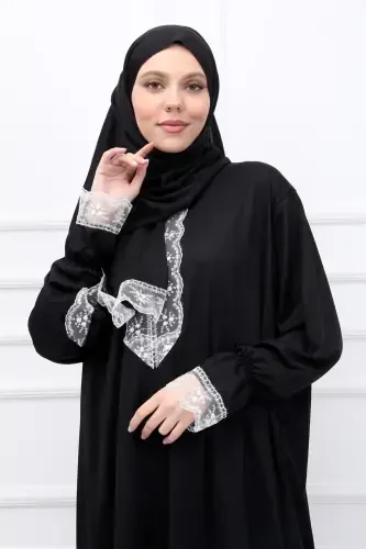 Seasonal Self-Veiled Lace Women's Prayer Dress, Non-Sweating Prayer Outfit - 6