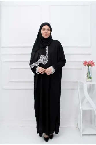 Seasonal Self-Veiled Lace Women's Prayer Dress, Non-Sweating Prayer Outfit - 2