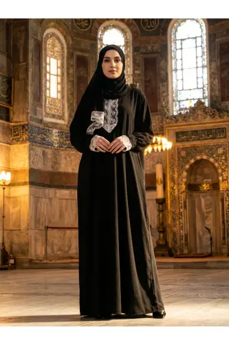 Seasonal Self-Veiled Lace Women's Prayer Dress, Non-Sweating Prayer Outfit - 5