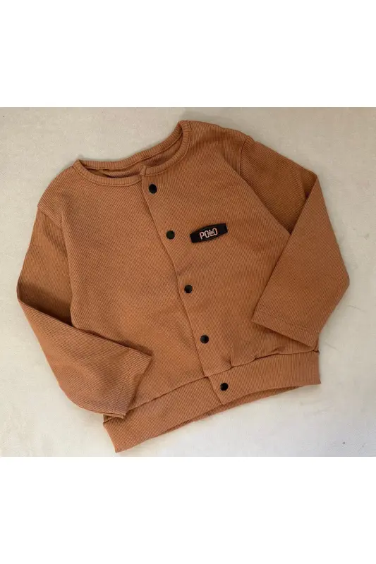 Seasonal Snap-Front Ribbed Seasonal Cardigan-Brown - 1