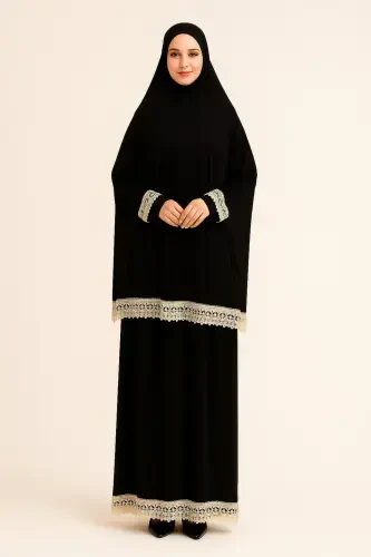 Seasonal Two-Piece Women's Modest Embroidered Prayer Dress, Non-Sweating Prayer Outfit - KUTAY COLLECTION (1)