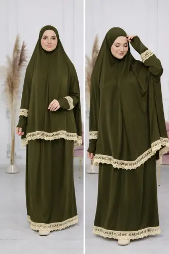 Seasonal Two-Piece Women's Muslim Prayer Dress with Embroidery - 1