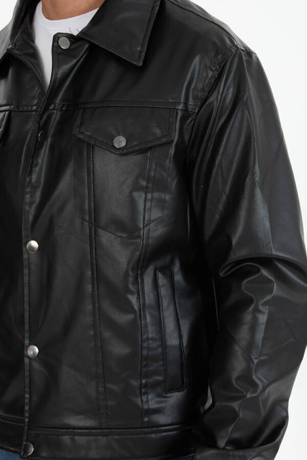 Seasonal Vintage Oversize Short Leather Jacket - 5