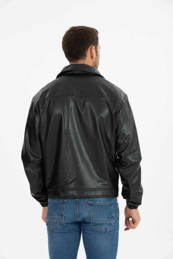 Seasonal Vintage Oversize Short Leather Jacket - 6