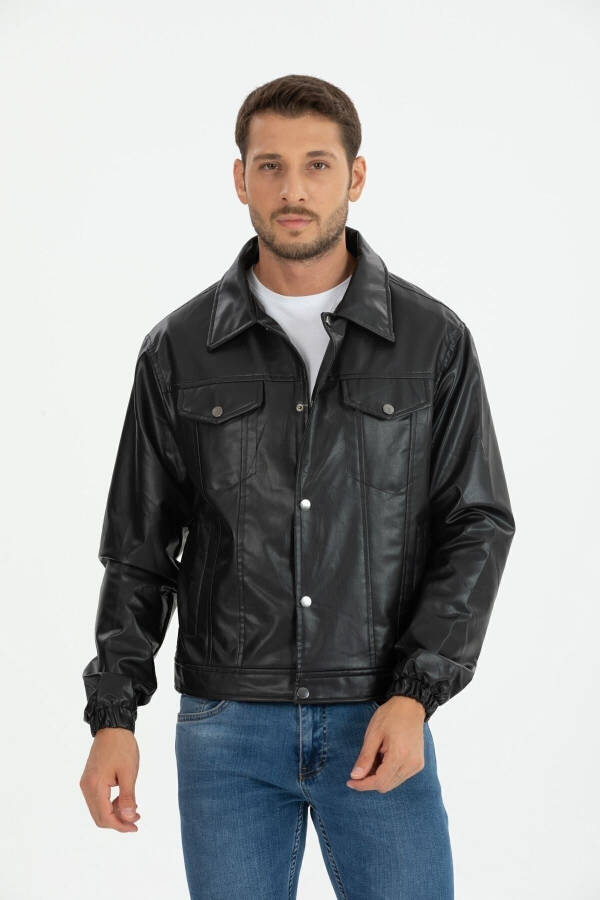 Seasonal Vintage Oversize Short Leather Jacket - 7