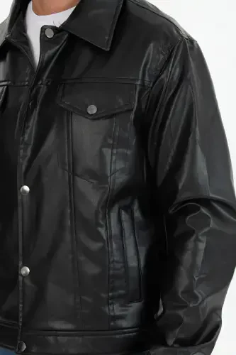 Seasonal Vintage Oversize Short Leather Jacket - 6