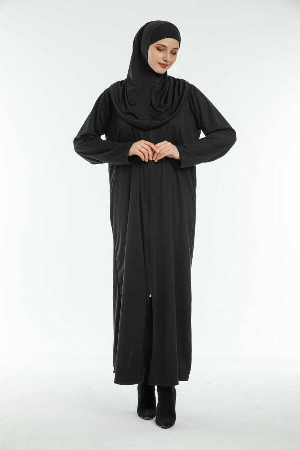 Seasonal Women's Closed Tesettür Prayer Dress, Plain Colour Prayer Outfit, Non-Sweating - 1