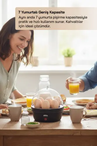 SEB-5803 7’li Yumurta Pişirme & Haşlama Makinesi – Otomatik Kapama, Sesli Uyarı - Siyah. - SINBO (1)