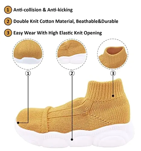 SEBELLST Baby Boy Girl Sneakers Toddler Infant First Walking Shoes Non-Skid Indoor Baby Sneakers Soft Sole Non Slip Cotton Mesh Breathable Lightweight Baby Shoes - 4