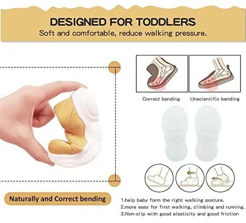 SEBELLST Baby Boy Girl Sneakers Toddler Infant First Walking Shoes Non-Skid Indoor Baby Sneakers Soft Sole Non Slip Cotton Mesh Breathable Lightweight Baby Shoes - 5