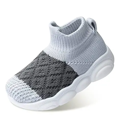 SEBELLST Baby Boy Girl Sneakers Toddler Infant First Walking Shoes Non-Skid Indoor Baby Sneakers Soft Sole Non Slip Cotton Mesh Breathable Lightweight Baby Shoes 