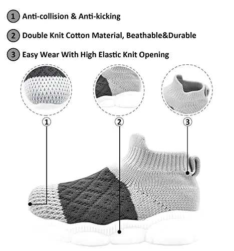 SEBELLST Baby Boy Girl Sneakers Toddler Infant First Walking Shoes Non-Skid Indoor Baby Sneakers Soft Sole Non Slip Cotton Mesh Breathable Lightweight Baby Shoes - 4