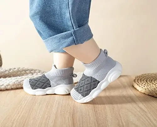 SEBELLST Baby Boy Girl Sneakers Toddler Infant First Walking Shoes Non-Skid Indoor Baby Sneakers Soft Sole Non Slip Cotton Mesh Breathable Lightweight Baby Shoes - 5