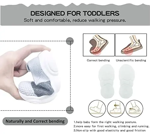 SEBELLST Baby Boy Girl Sneakers Toddler Infant First Walking Shoes Non-Skid Indoor Baby Sneakers Soft Sole Non Slip Cotton Mesh Breathable Lightweight Baby Shoes - 6