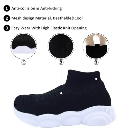 SEBELLST Baby Boy Girl Sneakers Toddler Infant First Walking Shoes Non-Skid Indoor Baby Sneakers Soft Sole Non Slip Cotton Mesh Breathable Lightweight Baby Shoes - 4