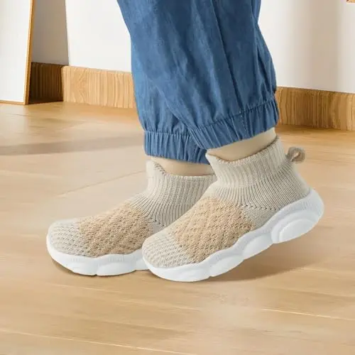 SEBELLST Baby Boy Girl Sneakers Toddler Infant First Walking Shoes Non-Skid Indoor Baby Sneakers Soft Sole Non Slip Cotton Mesh Breathable Lightweight Baby Shoes - 2