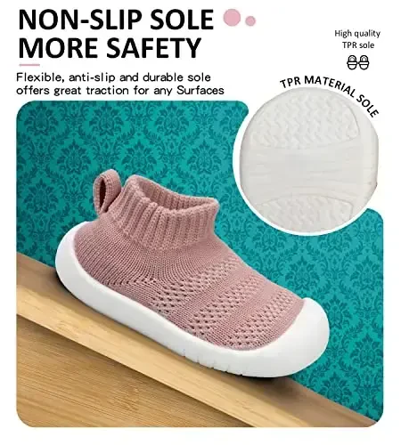 SEBELLST Baby Boy Girl Sneakers Toddler Infant First Walking Shoes Non-Skid Indoor Baby Sneakers Soft Sole Non Slip Cotton Mesh Breathable Lightweight Baby Shoes - 4