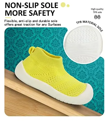 SEBELLST Baby Boy Girl Sneakers Toddler Infant First Walking Shoes Non-Skid Indoor Baby Sneakers Soft Sole Non Slip Cotton Mesh Breathable Lightweight Baby Shoes - 4