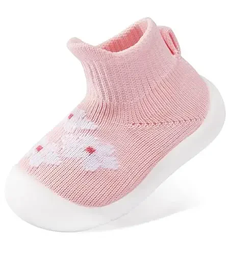SEBELLST Baby Boy Girl Sneakers Toddler Infant First Walking Shoes Non-Skid Indoor Baby Sneakers Soft Sole Non Slip Cotton Mesh Breathable Lightweight Baby Shoes - 1