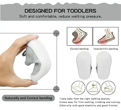 SEBELLST Baby Boy Girl Sneakers Toddler Infant First Walking Shoes Non-Skid Indoor Baby Sneakers Soft Sole Non Slip Cotton Mesh Breathable Lightweight Baby Shoes - 5