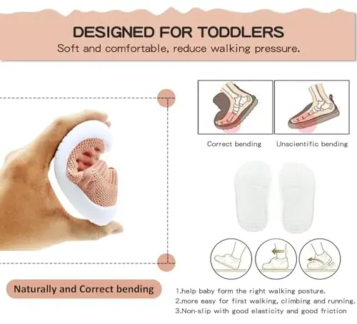 SEBELLST Baby Boy Girl Sneakers Toddler Infant First Walking Shoes Non-Skid Indoor Baby Sneakers Soft Sole Non Slip Cotton Mesh Breathable Lightweight Baby Shoes - 4
