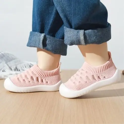 SEBELLST Baby Boy Girl Sneakers Toddler Infant First Walking Shoes Non-Skid Indoor Baby Sneakers Soft Sole Non Slip Cotton Mesh Breathable Lightweight Baby Shoes - 5