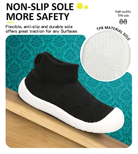 SEBELLST Baby Boy Girl Sneakers Toddler Infant First Walking Shoes Non-Skid Indoor Baby Sneakers Soft Sole Non Slip Cotton Mesh Breathable Lightweight Baby Shoes - 4
