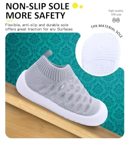 SEBELLST Baby Boy Girl Sneakers Toddler Infant First Walking Shoes Non-Skid Indoor Baby Sneakers Soft Sole Non Slip Cotton Mesh Breathable Lightweight Baby Shoes - 3